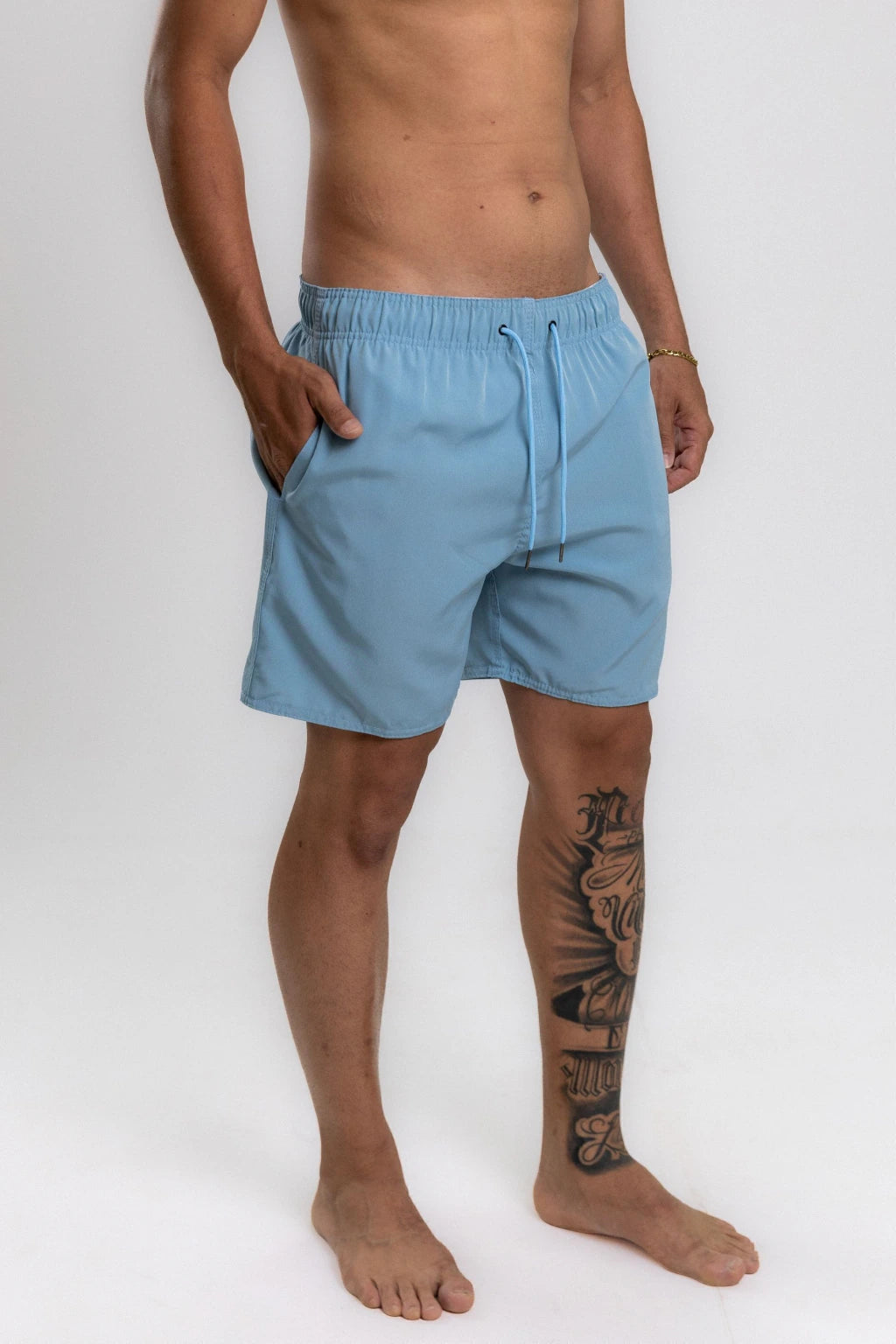 Short Elastano Azul Bebê — Azul bebê