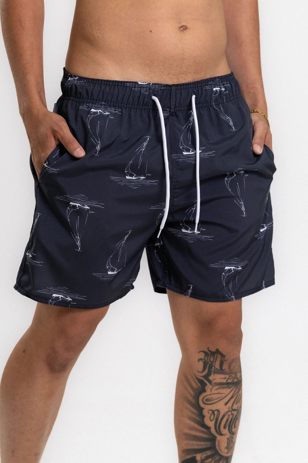Short Elastano Boats — Azul marinho