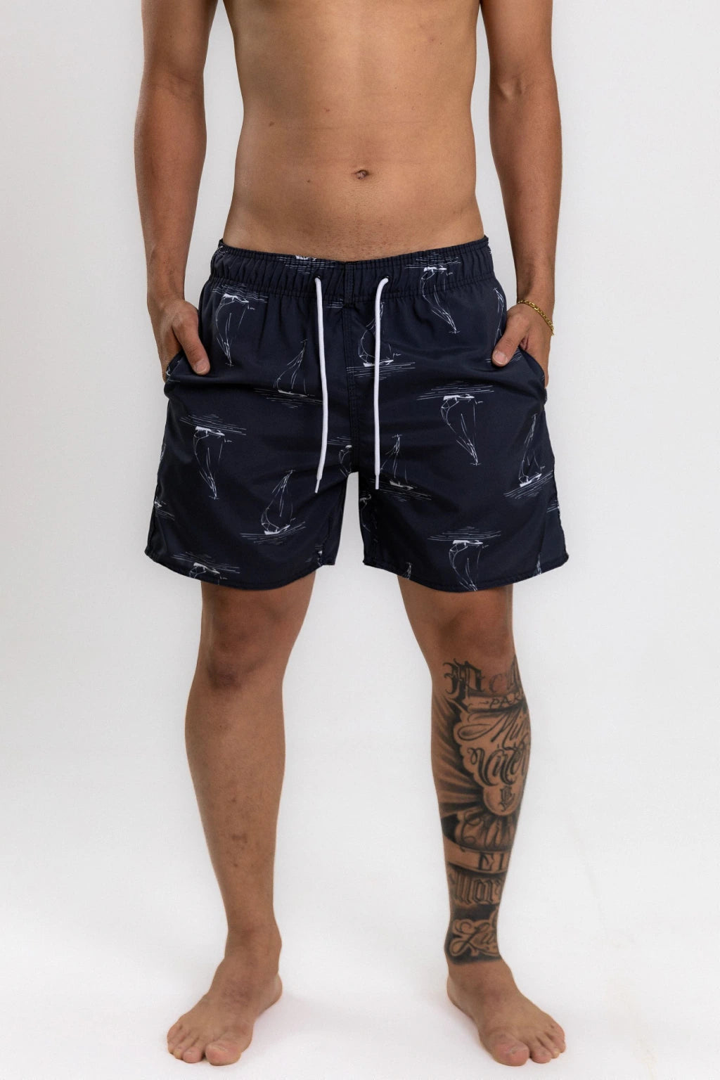Short Elastano Boats — Azul marinho