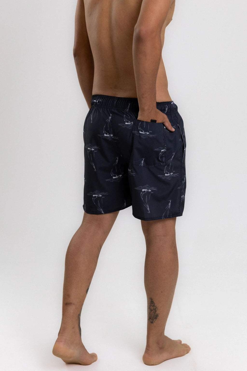 Short Elastano Boats — Azul marinho